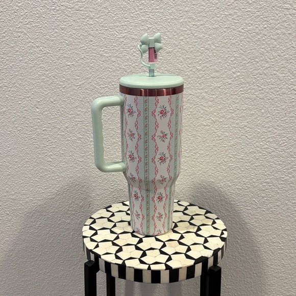 Floral Mint Travel Mug - Picture 2 of 5